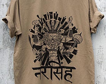 Lord Narasimha T-shirt, Vishnu avatar T-shirt, Nrisimhadev, Hare Krishna, Free shipping