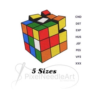 Rubik&#39;s Cube Embroidery Design: Retro Gamer Stitch File (Instant Download