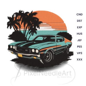 Retro Car Embroidery Design: Vintage Auto Machine File (Digital Download) PES DST JEF