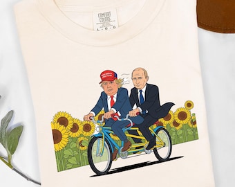 Trump and Putin Bike Shirt, Political Cartoon Tee, Comfort Colors, Funny Satire Merch, Resist T-Shirt