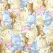 Bunnies and bears fabric, Rabbits and baby bears fabric, Baby girl fabric 100% cotton for all sewing projects.