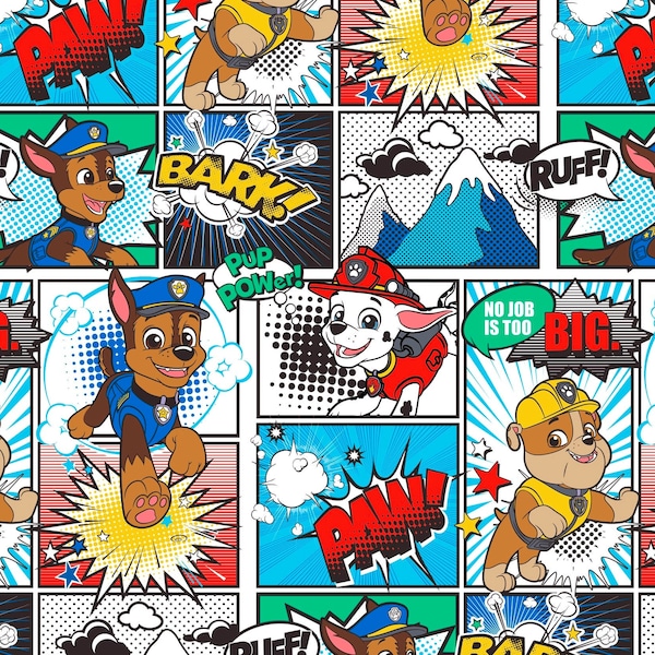 Paw patrol cotton fabric, Kids fabric, Nick Jr. cartoons fabric, Fun Dogs fabric for baby or toddlers 100% cotton fabric