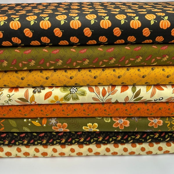 Autumn Bundle of 8 fabrics, Thanksgiving fabric, fall fabric, CHOOSE YOUR CUT 100% cotton for Quilting and general sewing projects