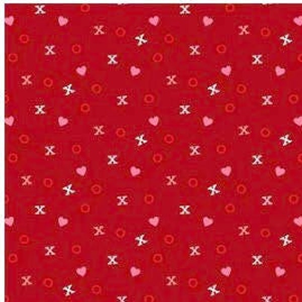 Hearts, hugs and kisses fabric, Red Valentine's fabric, Love fabric, Hearts fabric, XOXO fabric  100% cotton for all sewing projects.