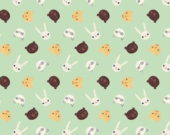 Woodland animals fabric, Baby fabric, Forest friends fabric, The littlest family mint fabric 100% cotton for all sewing projects