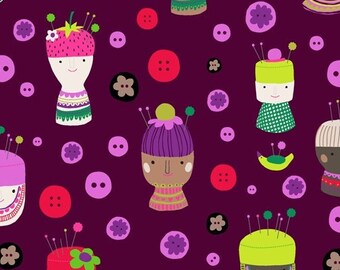 Quilters and dressmakers fabric, Happy pincushions and buttons fabric, Sew good fabric 100% cotton for Quilting