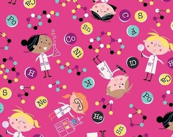 Science girls fabric, Girls in science fabric, Chemistry School fabric, Nerds fabric 100% cotton for all sewing projects.