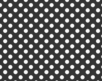 100/% Cotton Fabric Makower Monochrome Hand Drawn Style Polka Dot Spots