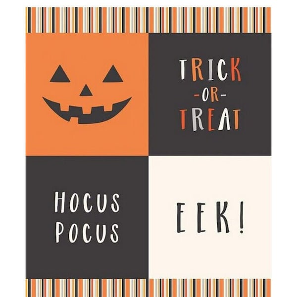 Hey Bootiful Trick-or-Treat Panel Glow in the Dark, Halloween fabric, Kids fabric 100% cotton for all sewing projects