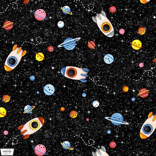 Planets fabric, Stars, planets and roquetships fabric, Planets In the Universe fabric, Kids fabric, Astronauts fabric 100% cotton for sewing