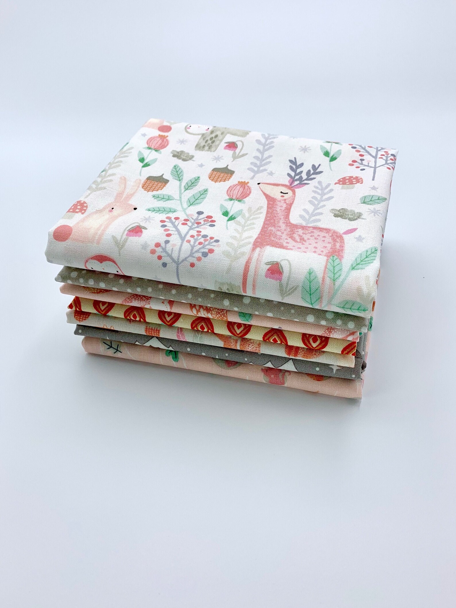 Baby fabric bundle of 8 Fat Quarters soft colors Woodland | Etsy