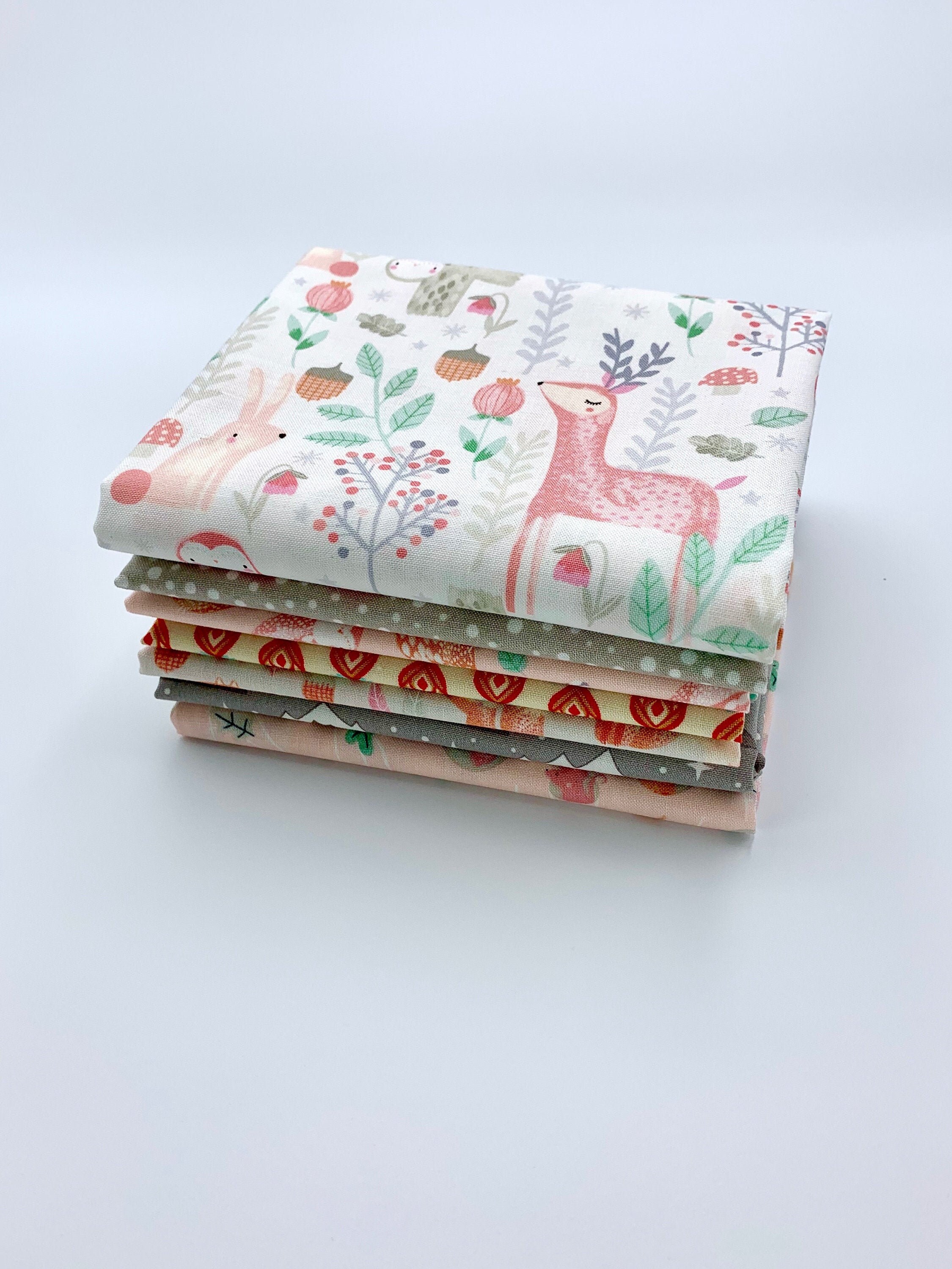 Baby fabric bundle of 8 Fat Quarters soft colors Woodland Etsy
