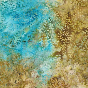Batik fabric, Blue green branches Batik  Hand dyed ethically sourced and made with the highest quality 100% cotton From Paint Brush studio