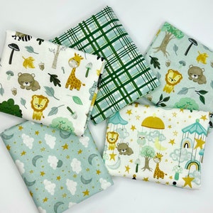 Bundle of 5 fabrics, Mint Baby fabric, Boy or girl mint nursery fabrics CHOOSE YOUR CUT 100% cotton fabric for Quilting & sewing projects