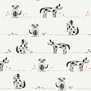 Black and white dogs from Oh Woof collection, Art gallery fabrics designed to mix & match and spark your creativity 100% Premium cotton.