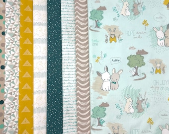 Bundle of 8 Baby Boy fabrics from the Littlest collection, CHOOSE YOUR CUT, Art gallery "feel the difference" oeko tex fabric 100% cotton