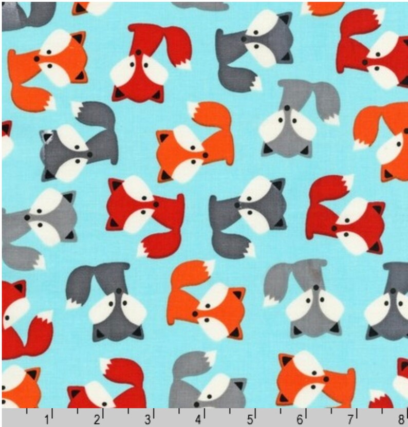 Foxes Fabric Woodland Kids Fabric Cute Baby Foxes Fabric Etsy
