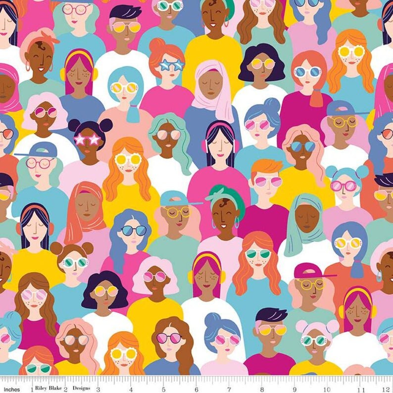 People fabric, multi-diversity girls fabric, different ethnicities wo…