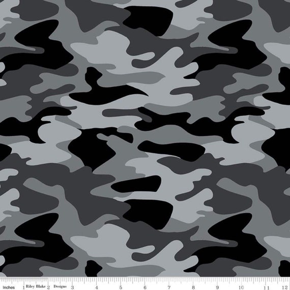 Camouflage Fabric, Grey Camo Fabric, Nobody Fights Alone Fabric