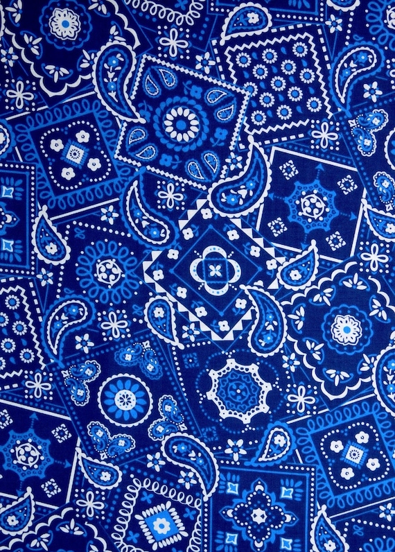 Blue Bandana fabric 100 cotton fabric for general arts and Etsy