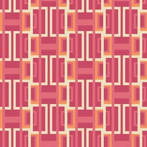 May include: A geometric pattern featuring a repeating design of rectangles and vertical lines. The color palette includes shades of pink, cream, and orange, creating a visually appealing and modern aesthetic. This design is suitable for various applications.