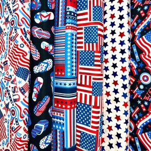 Patriotic Bundle of 6 fabrics, Festive Patriotic fabrics, CHOOSE YOUR CUT 100% cotton for Quilting and general sewing projects