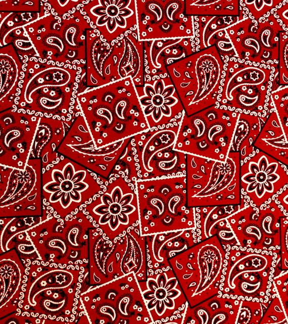 Red Bandana fabric, Classic paisley Bandanna fabric on red, Ranch fabric,  Farmers fabric, Cowboys fabric 100% cotton for sewing