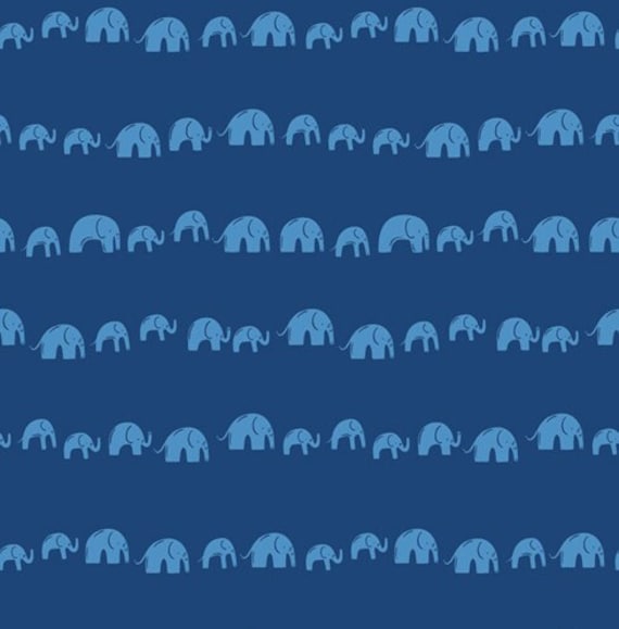 Elephants fabric, Blue elephants on blue tones fabric for Selva collection, Art gallery "feel the difference" oeko tex fabric 100% cotton