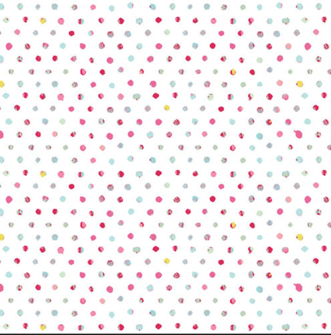 Colorful Dots Fabric, Irregular Dots Over White From the Floralish ...