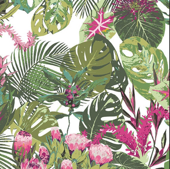 Plants fabric, Lush foliage for Plant lovers fabric , Art gallery "feel the difference" oeko tex fabric 100% cotton