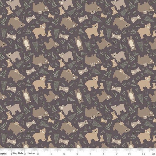 Baby bears fabric, Brown bears nursery fabric, Forest friends fabric, Baby boy fabric 100% cotton for Quilting and sewing