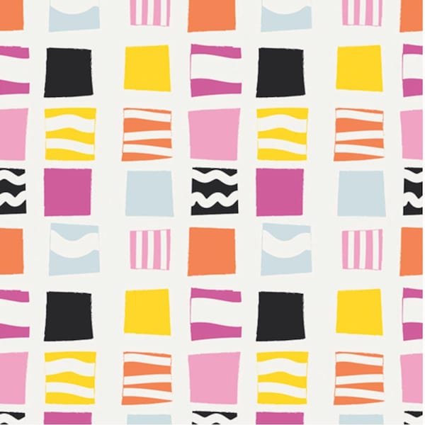 Colorful squares, Block stencils pop for Here comes the fun collection Art gallery fabric 100% Premium-OEKO-TEX quilting cotton.