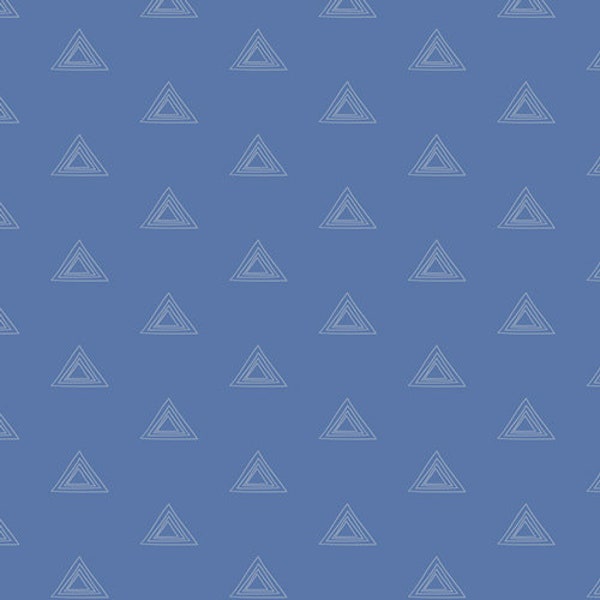 Blue blender fabric, Blue triangles over Artic Kyanite from Prisma elements, Art gallery "feel the difference" oeko tex fabric 100% cotton