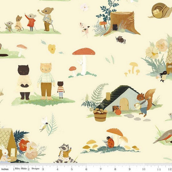 Forest friends fabric, The littlest family big day fabric, Dream world fabric, Furry friends and critters in the woods fabric 100% cotton