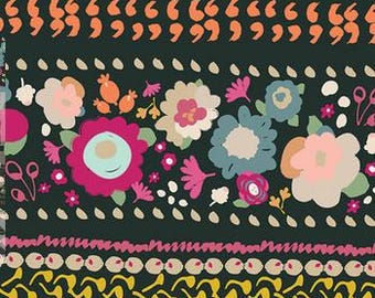 Boho fabric, Floral dark fabric from the Indie Boheme collection, Art gallery "feel the difference" oeko tex fabric 100% cotton