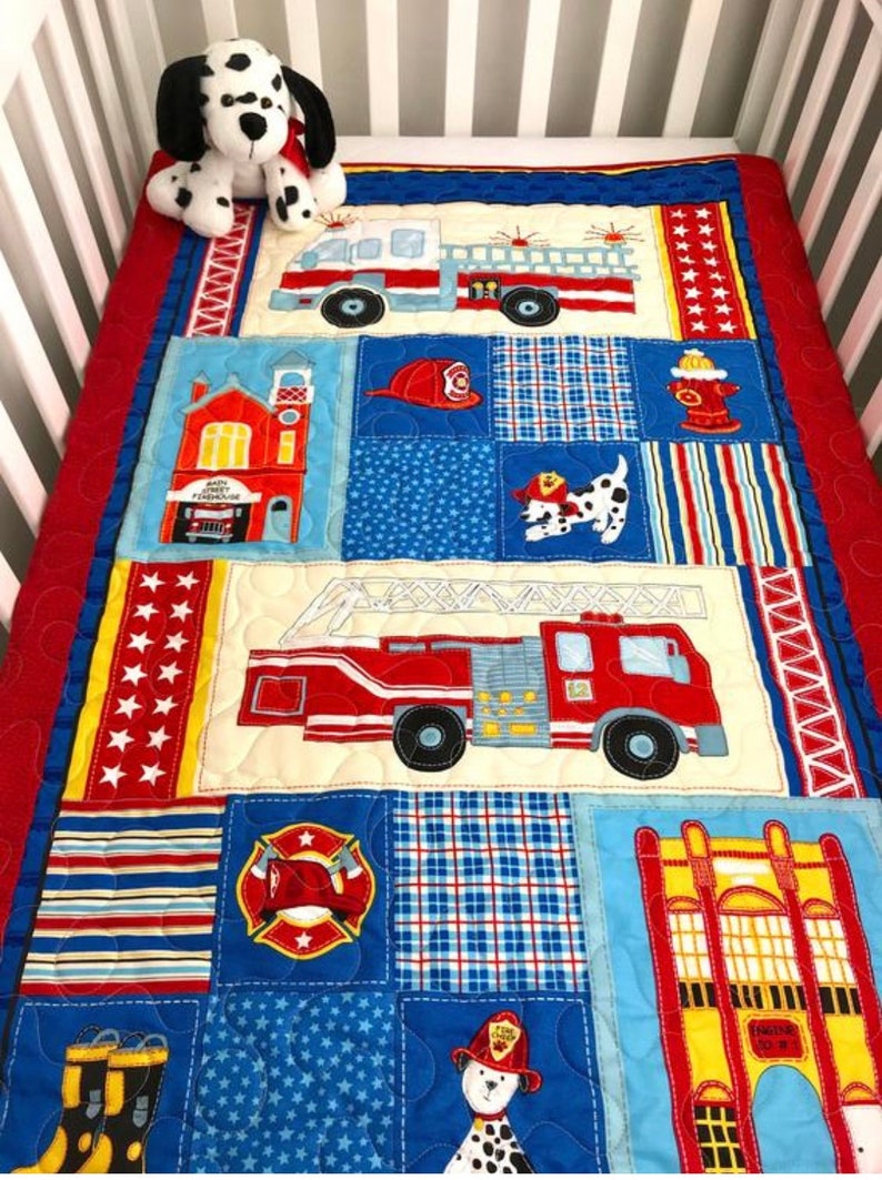 Firefighters fabric panel rescuers kids fabric firemen Etsy