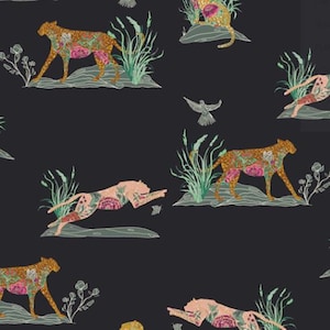 Untamed Nature Wild (Black) from Eve collection, Art gallery fabrics designed to mix & match and spark your creativity 100% Premium cotton.