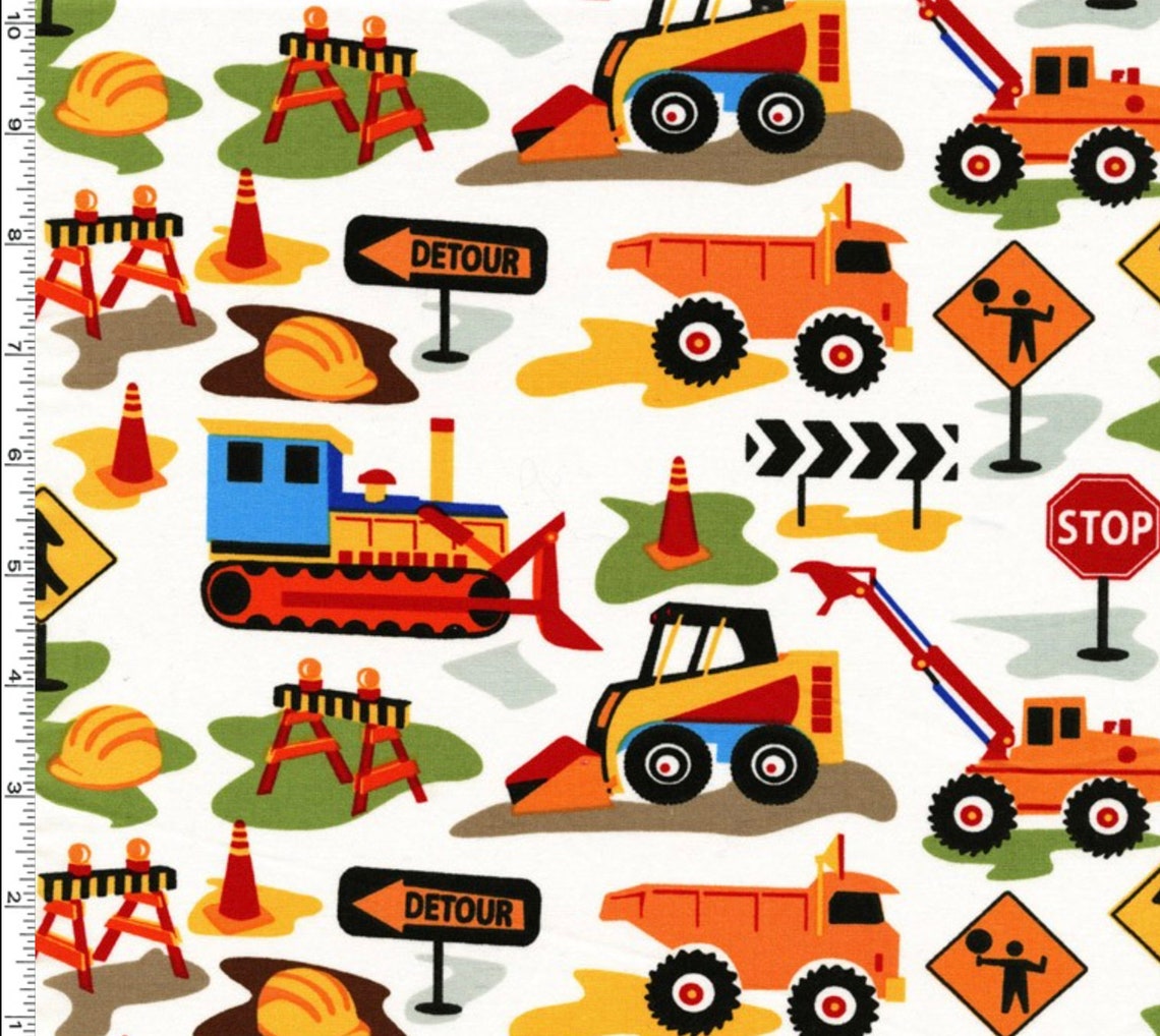 Construction fabric Boys fabric Construction Vehicles fabric Etsy