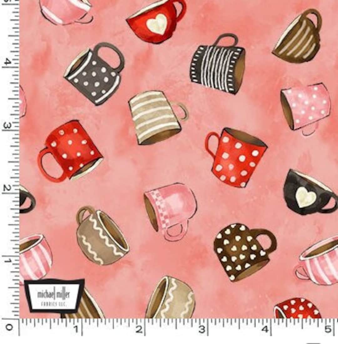 Coffee Fabric, Coffee Cups Fabric, Kitchen Fabric, Mug Rug Fabric