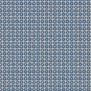 May include: A repeating pattern of blue squares with a white circle inside each square. The squares are arranged in a grid pattern on a light gray background.
