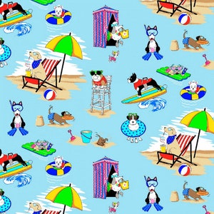 Dogs fabric, Dogs having fun in the sun, Kids colorful fabric, Happy fabric 100% cotton for Quilting and sewing all projects.