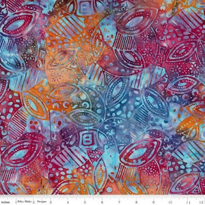 Batik fabric, Multi color Expressions Batik Tjaps Hand dyed ethically sourced and made with the highest quality 100% cotton From Riley Blake