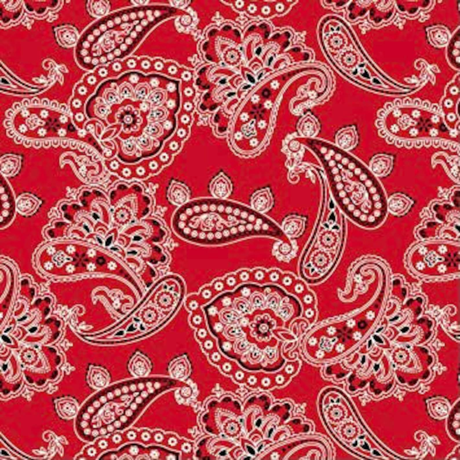 Red Bandana fabric Classic Bandanna fabric on red Ranch Etsy