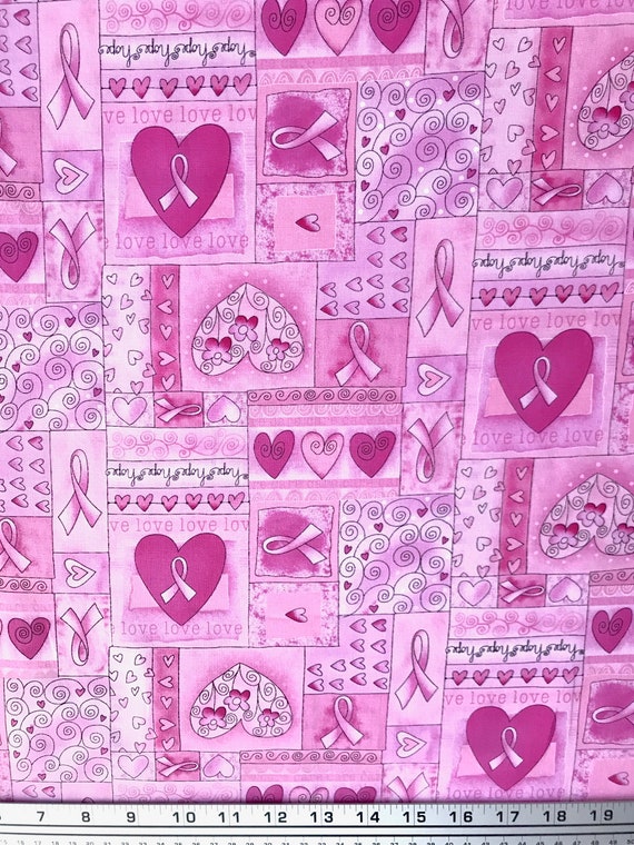 Breast Cancer Awareness Pink ribbon fabric 100 cotton for Etsy