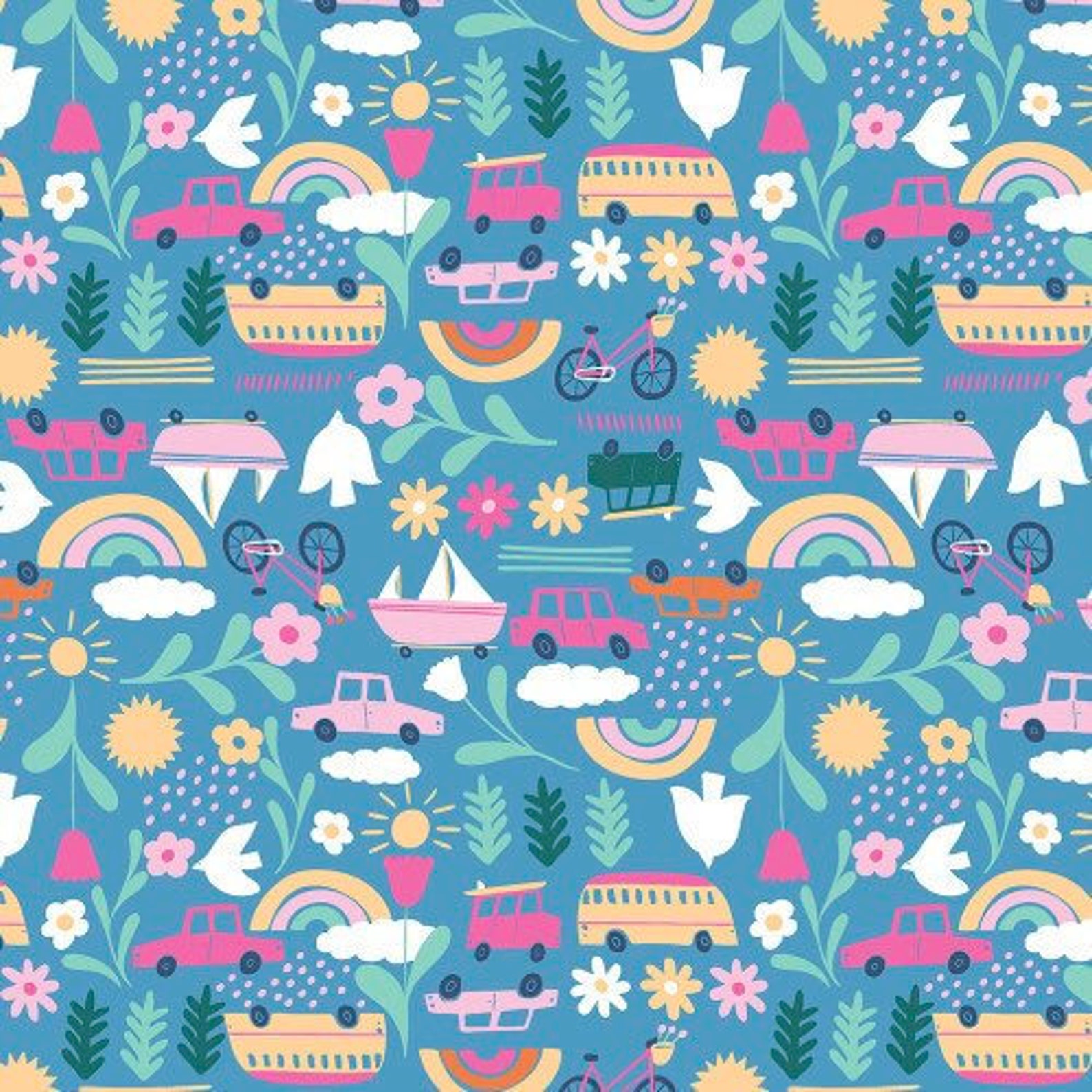 Summer Fabric Fun Summer Days Fabric Kids Fabric All Things Etsy UK