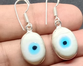 YFN Orecchini A Perno In Argento 925 Con Occhio Blu Del Malocchio | Gioiello Portafortuna Per Donna | Regalo Confezionato Con Panno