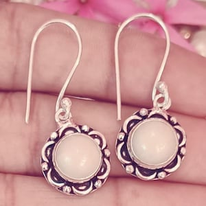 Handmade Sterling Silver Pearl Dangle Earrings: Boho Tribal Jewelry