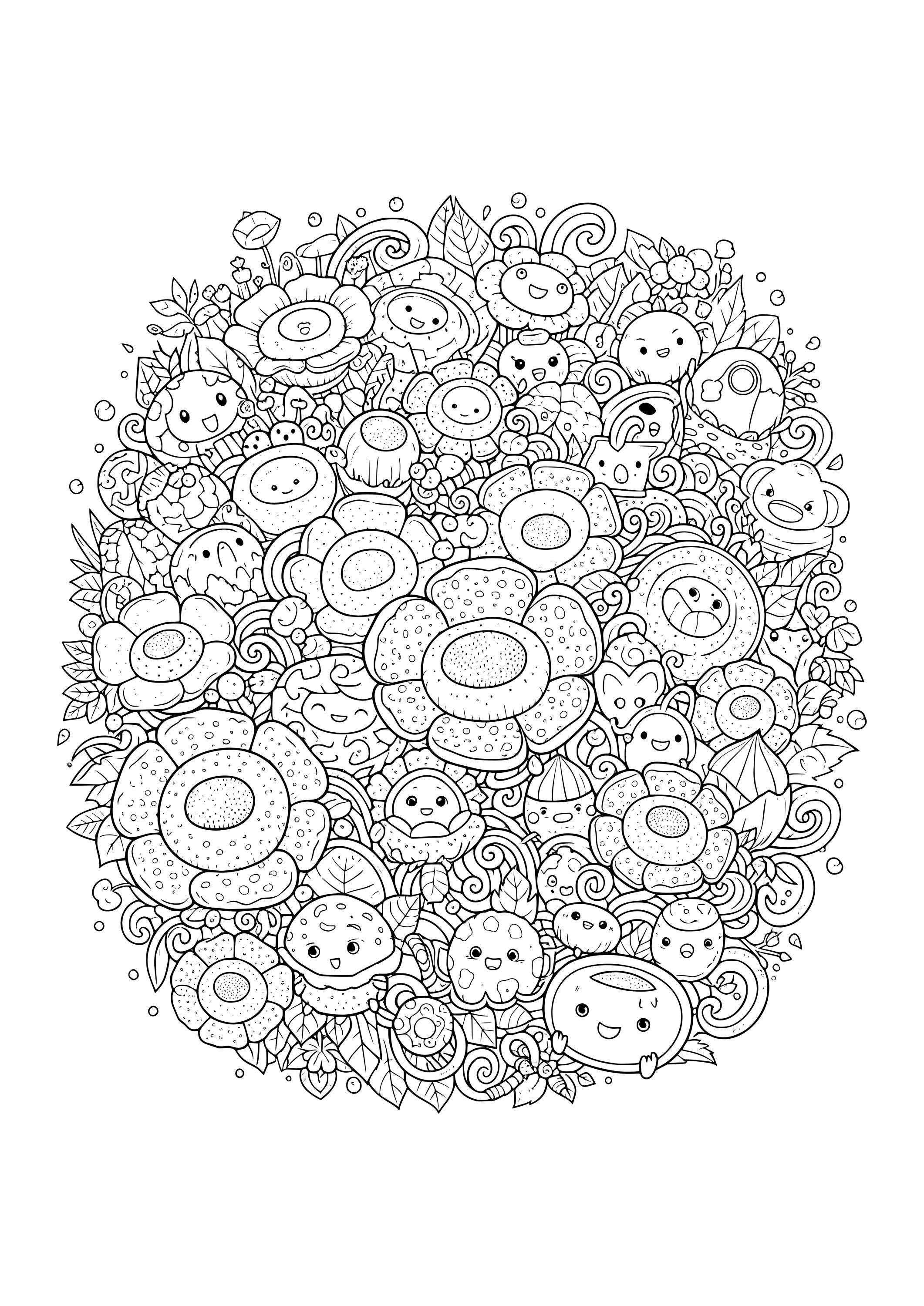 Kawaii Coloring Page | Cute Doodle Art | Printable Adult Coloring ...