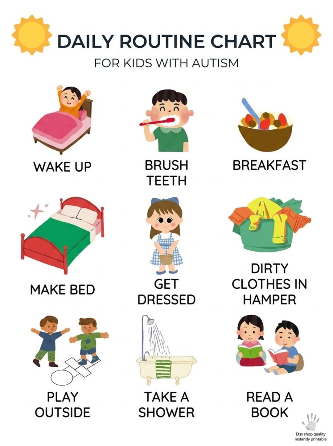 Daily Routine Chart Asd Daily Routine Chart for Kids With Autism, ADHD, Special Needs ...