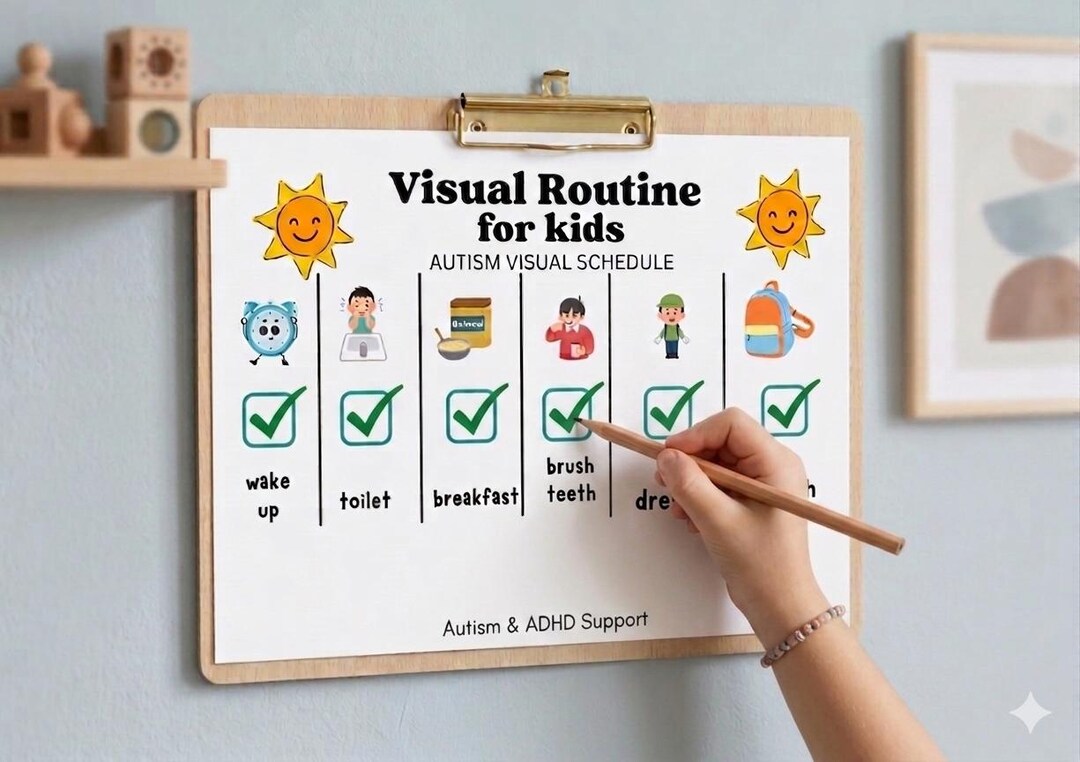 Printable Visual Routine Chart for Kids | Autism, ADHD Daily Schedule ...